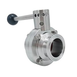 Valvola a farfalla sanitaria manuale, valvola a farfalla del morsetto 304 316L di acciaio inossidabile tri