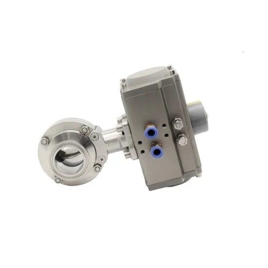 Valvola a farfalla sanitaria degli ss 316L, tri valvola a farfalla azionata pneumatica del morsetto