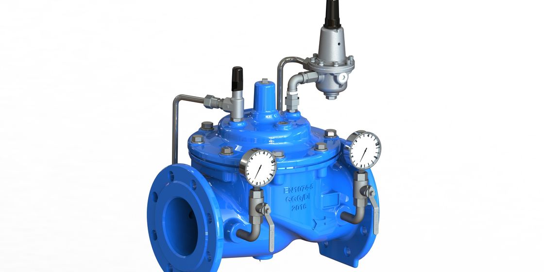 Valvola blu del controllo della pressione dell'acqua di colore con il pilota di acciaio inossidabile di 2 modi