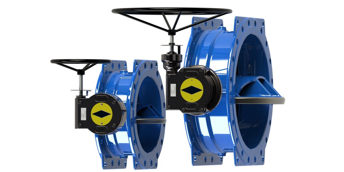 Valvola blu del controllo delle acque di RAL 5010, doppia valvola a farfalla eccentrica