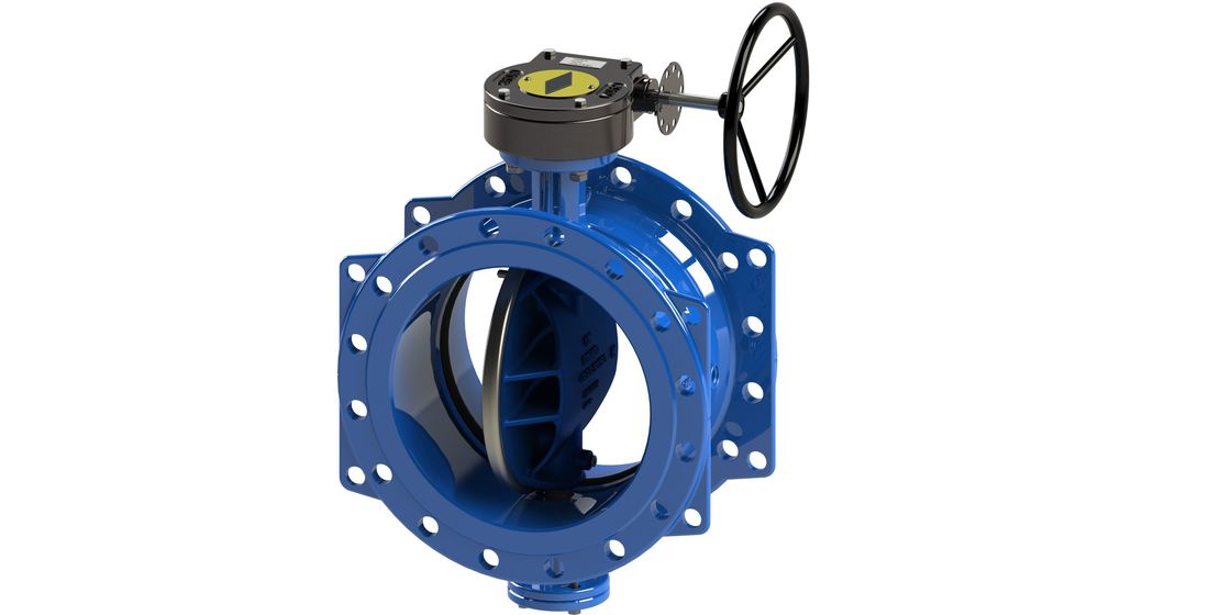 Valvola blu del controllo delle acque di RAL 5010, doppia valvola a farfalla eccentrica